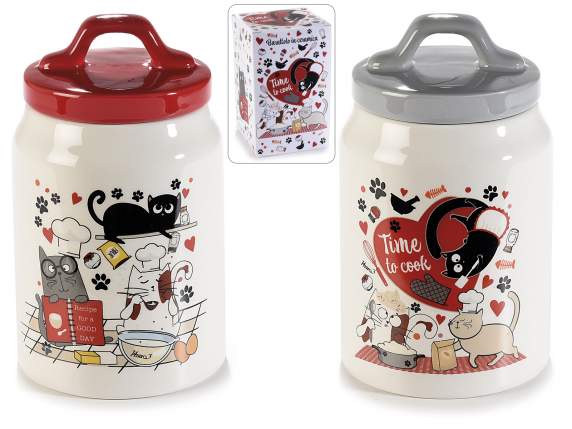 FunnyCats ceramic food jar in gift box