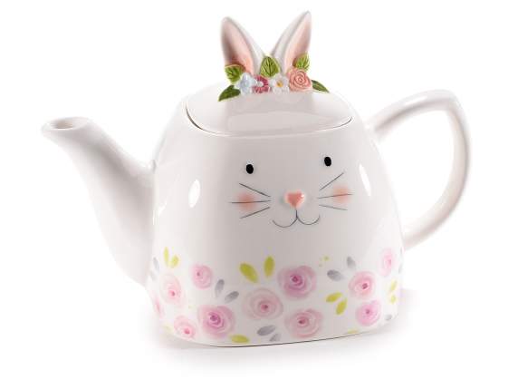 Ceainic ceramic de 750 ml cu capac urechi de iepuraș