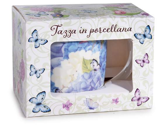 Cana din porțelan satinat de 350 ml cu imprimeu floral