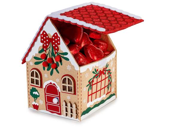 Cesta almacenamiento de tela con forma casa y techo abatible