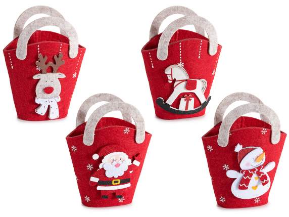 Bolsa de tela con personaje navideño en relieve