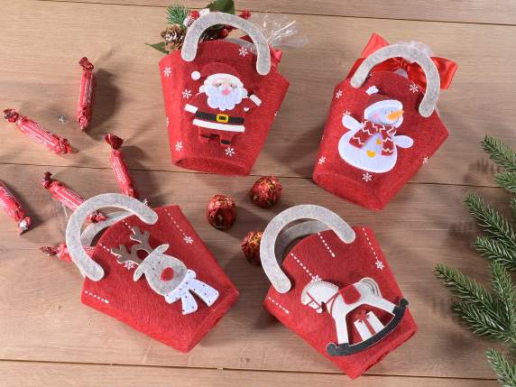 Bolsa de tela con personaje navideño en relieve