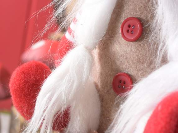 Nain des bois en tissu avec chapeau champignon à poser