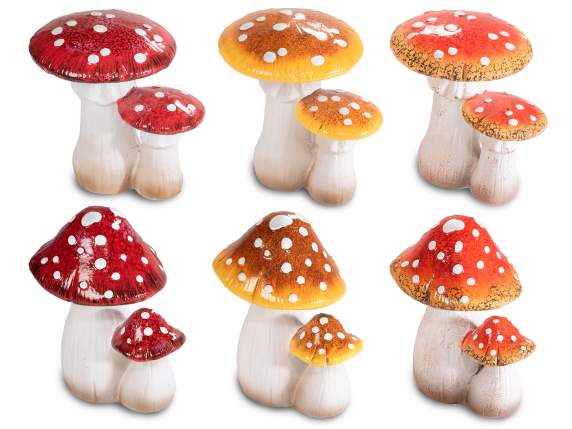 Paire de champignons décoratifs en terre cuite