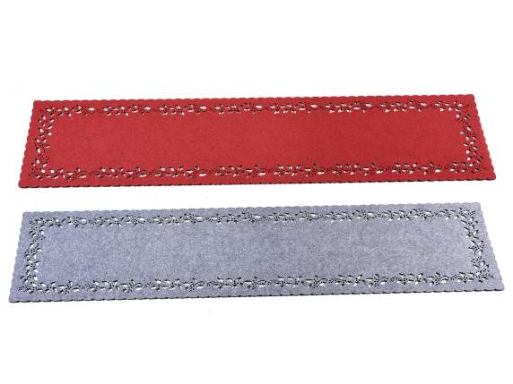 Chemin de table en tissu avec sculptures de houx