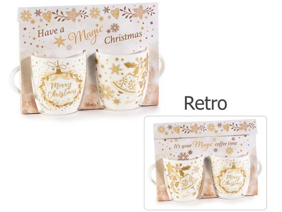 Pack of 2 porcelain cups with golden decorations Twinkle Xm