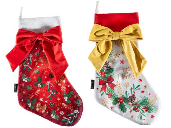 oseta de Craciun din material moale cu funda de catifea