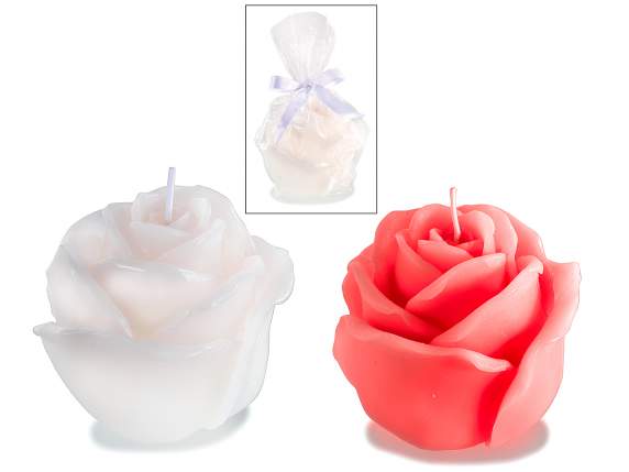Bougie en forme de bouton de rose en paquet individuel