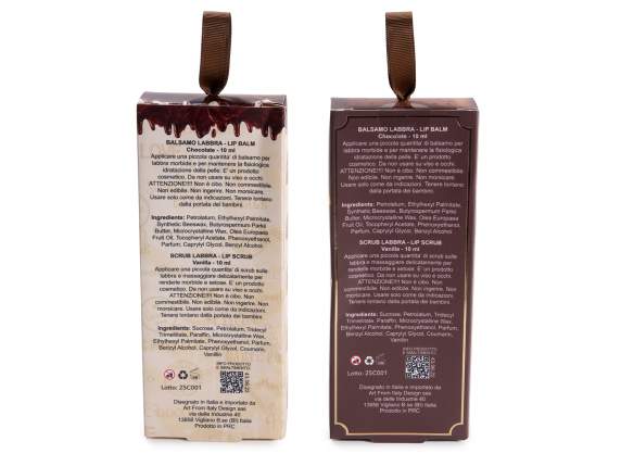 Coffret cadeau gommage et baume à lèvres au chocolat