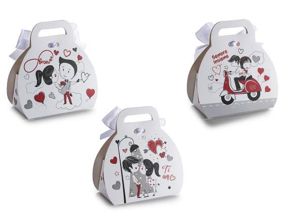 Coffret en papier avec ruban et carte pour les amoureux