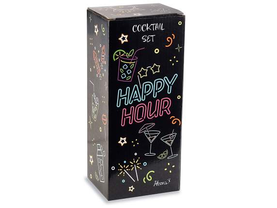 Coffret cocktail 5 pièces en acier poli