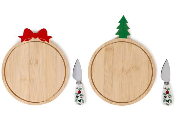Planche à découper et couteau en bois avec manche décoré pou