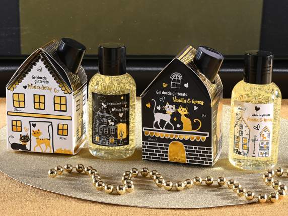 Gel douche pailleté 100 ml en coffret cadeau maison