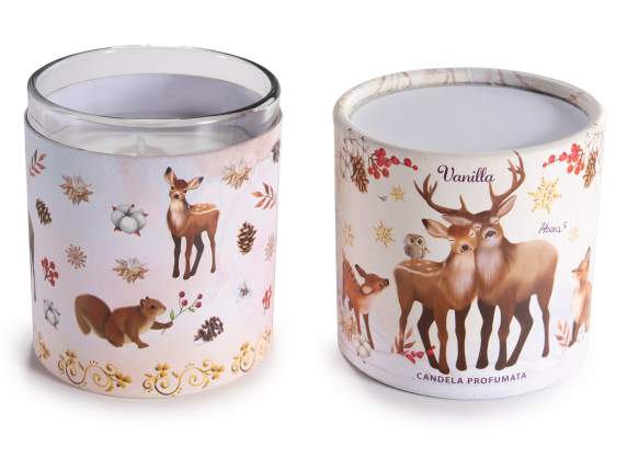 Bougie parfumée dans un pot en verre avec décorations de Noë