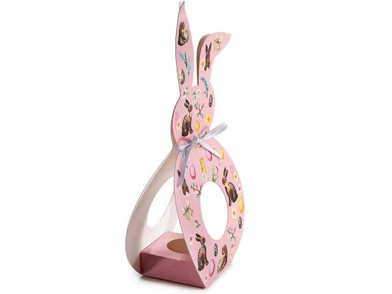 Lapin en papier avec base en forme dœuf, fenêtre et nœud