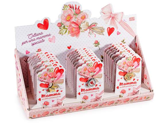 Collier en corde avec breloque en métal gravé Mamma