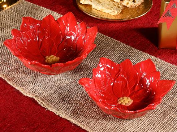 Set 2 recipiente din ceramica cu stea de Craciun cu relief