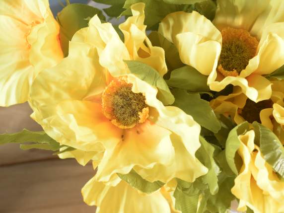 Bouquet de coquelicots jaunes artificiels