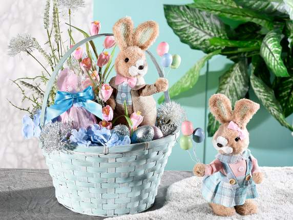 Cos rotund din bambus colorat cu maner rabatabil