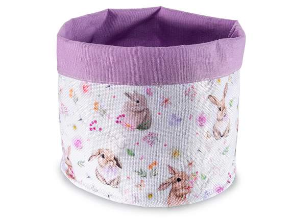 Coș din stofă cu imprimeu Bunny cu interior colorat