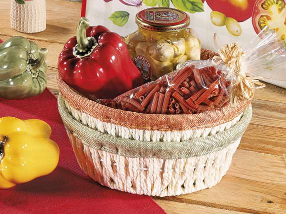 Coș rotund frânghie din hârtie țesătă cu margine din materia