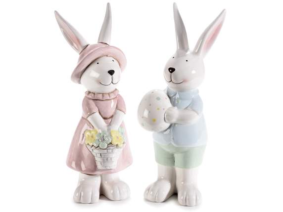 Lapin en céramique brillant et coloré à poser