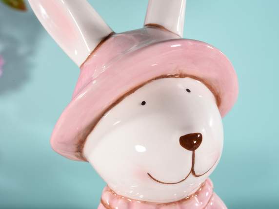 Lapin en céramique brillant et coloré à poser