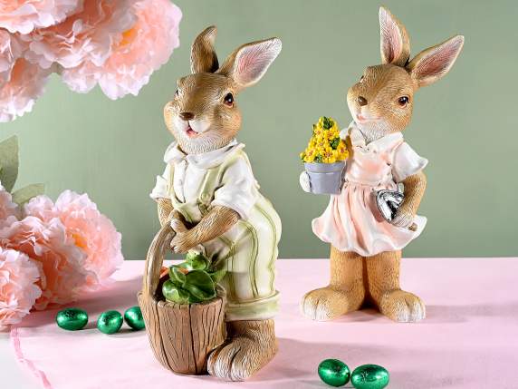 Lapin décoratif en résine colorée à poser sur une table