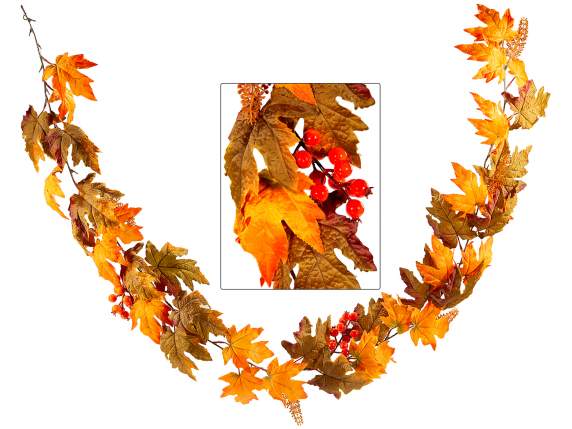 Guirlande de feuilles dautomne et de baies artificielles