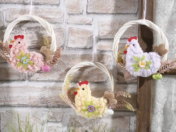 Guirlande suspendue avec poule en fourrure écologique douce