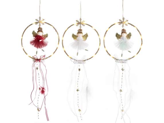 Couronne dange, ruban suspendu, lumières LED suspendues