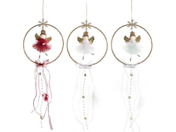 Couronne dange, ruban suspendu, lumières LED suspendues