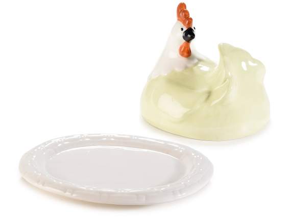 Assiette en céramique avec couvercle pour poulet