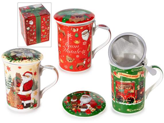 Mug en porcelaine de 500 ml avec filtre en acier inoxydable