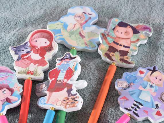 Crayon avec décoration de ressort bois thème conte de fées