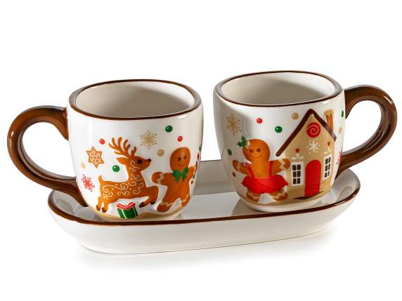 Set de 2 ceti de cafea ceramice de 100 ml cu farfurie