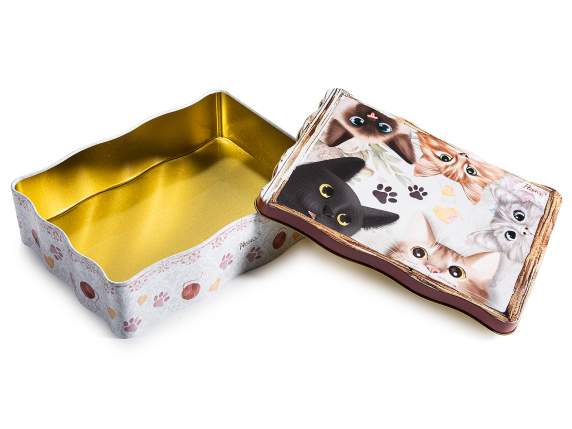 Cutie metalică pentru mâncare cu margini ondulate și decoraț