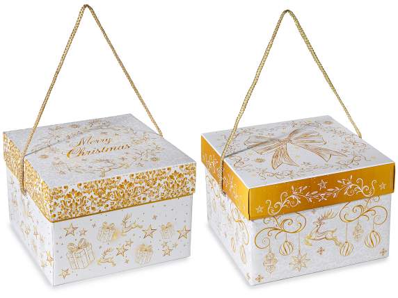 Cutie de panettone din hârtie cu mâner și capac
