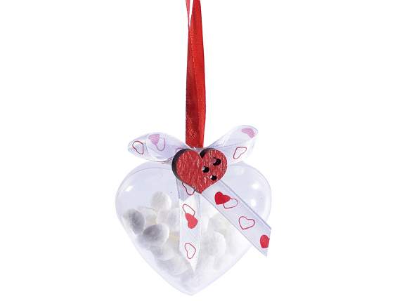 Cœur transparent qui souvre grâce à un ruban à suspendre