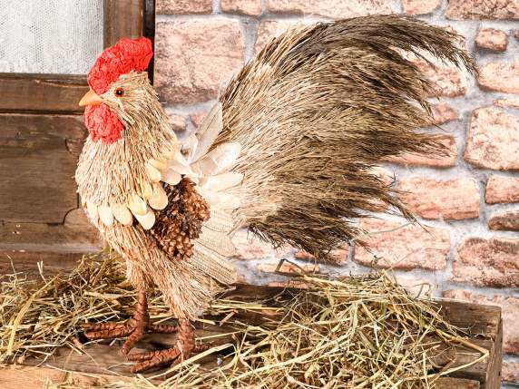 Cocoș din fibră naturală cu coadă țepoasă
