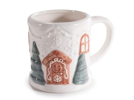 Cana ceramica colorata lucioasa 450 ml cu decoraiuni