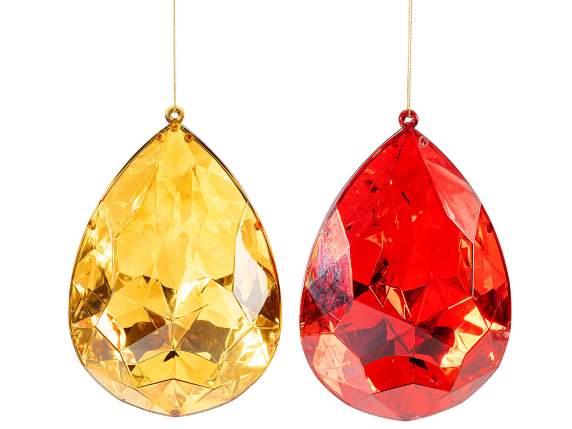 Diamant en forme de goutte en plastique coloré avec fond mir