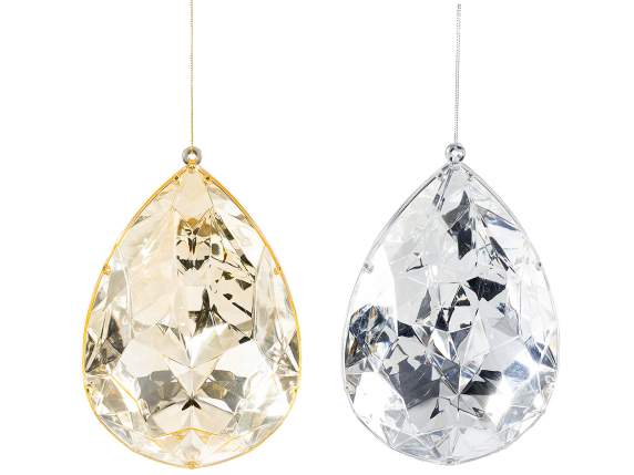 Diamant en forme de goutte en plastique coloré avec fond mir