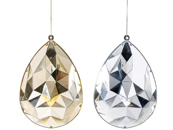 Diamant en forme de goutte en plastique coloré avec fond mir