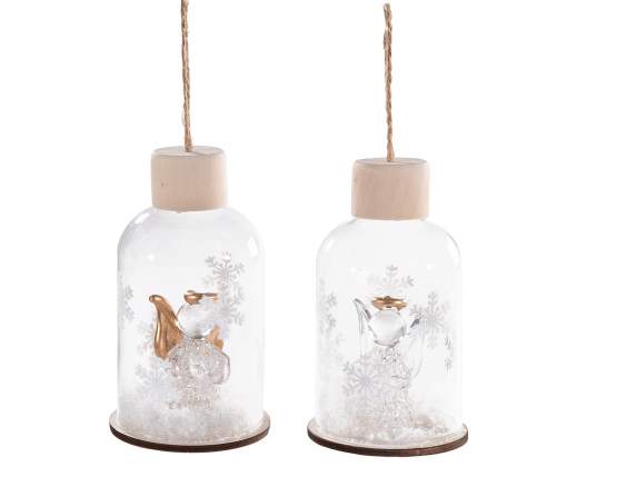 Décoration de Noël en verre avec ange à suspendre
