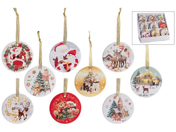Décoration de Noël en céramique brillante à suspendre
