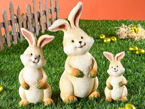 Lot de 3 lapins colorés en céramique à poser
