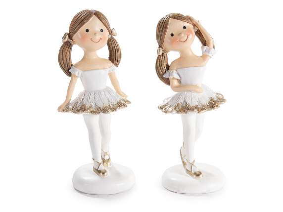 Ballerine en résine colorée avec détails dorés à poser