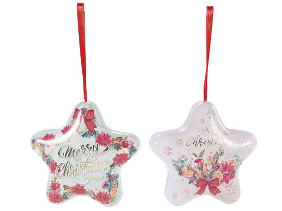 Boîte en métal en forme détoile avec décorations de Noël