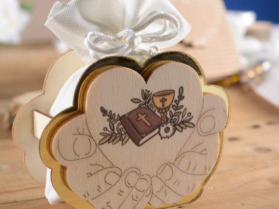 Décoration de communion en bois avec sac à cordon